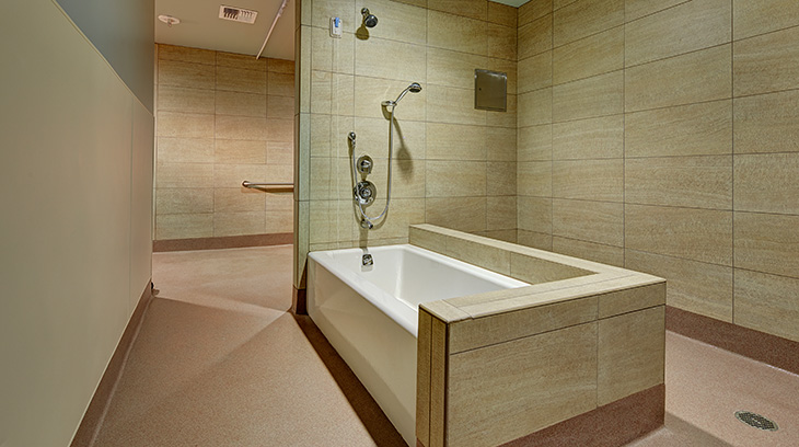 Shower and tub, Sharp Allison deRose Rehabilitation Center Shower and tub, Sharp Allison deRose Rehabilitation Center