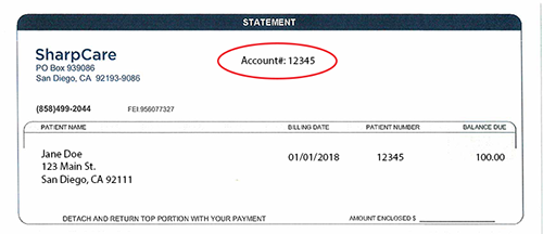 Find your SharpCare account number