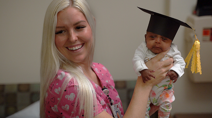 Baby Saybie graduates from the NICU. Baby Saybie graduates from the Neonatal Intensive Care Unit (NICU).
