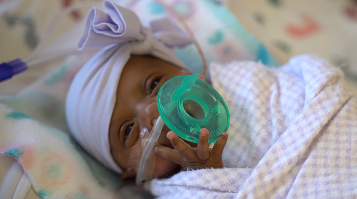 Baby Saybie continued to grow in the NICU at Sharp Mary Birch. She reached a weight of 3 pounds at three months old. Baby Saybie continued to grow in the Neonatal Intensive Care Unit (NICU) at Sharp Mary Birch. She reached a weight of 3 pounds at three months old.