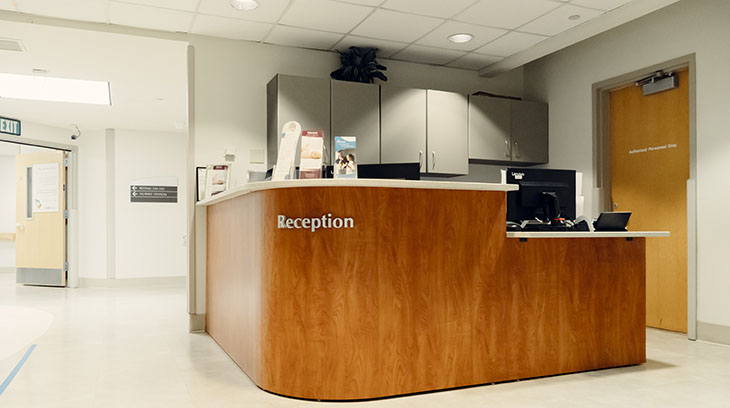 Upon arrival, you will be screened and given a mask. Our hospital staff will escort you to our dedicated elevators that will direct you to the Women’s and Infants’ Services reception desk on the third floor. Women's and Infants' Services reception