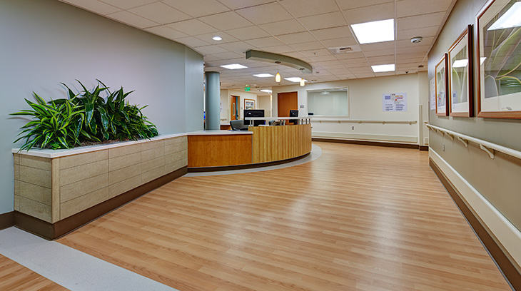 After walking in our main entrance, you will approach the nurses’ station to your left.